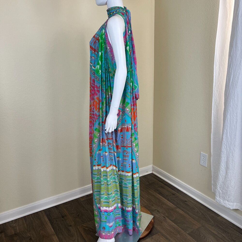 Camilla Amulet Womens Silk Multicolor Halter Maxi Dress Boho Resort Beach Summer - Picture 6 of 13